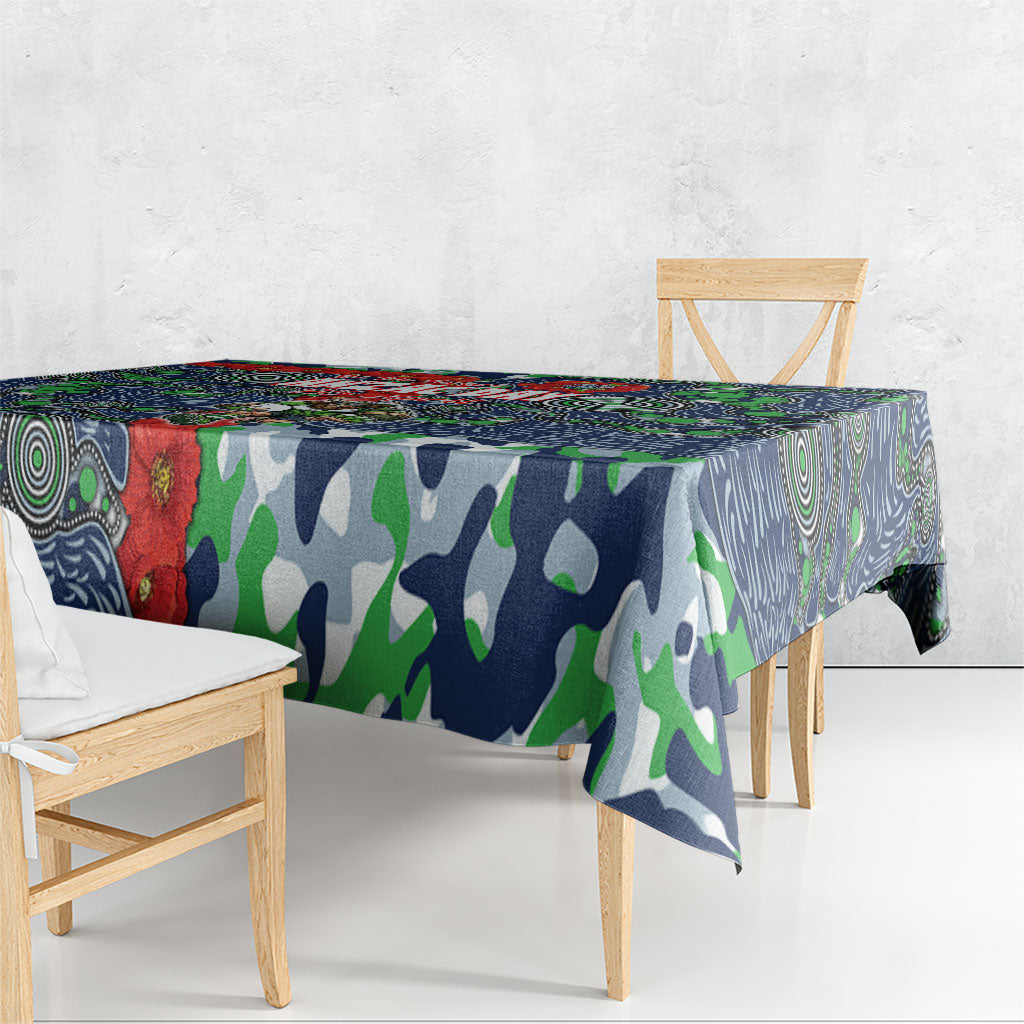 Canberra Raiders ANZAC Tablecloth Indigenous Wave Pattern Poppy Remembrance Viking Warrior