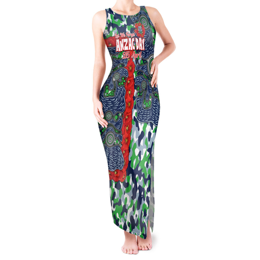 Canberra Raiders ANZAC Tank Maxi Dress Indigenous Wave Pattern Poppy Remembrance Viking Warrior
