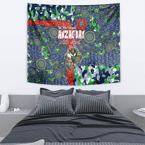 Canberra Raiders ANZAC Tapestry Indigenous Wave Pattern Poppy Remembrance Viking Warrior