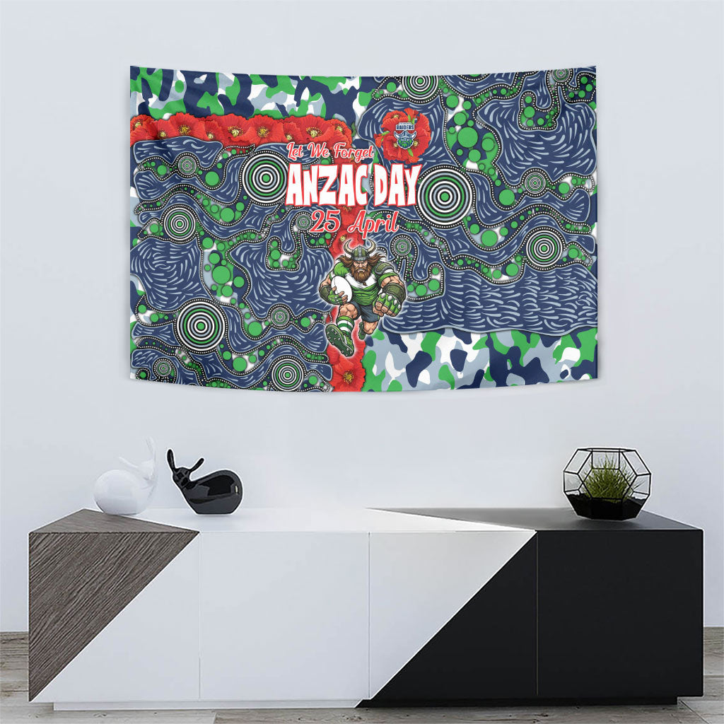 Canberra Raiders ANZAC Tapestry Indigenous Wave Pattern Poppy Remembrance Viking Warrior