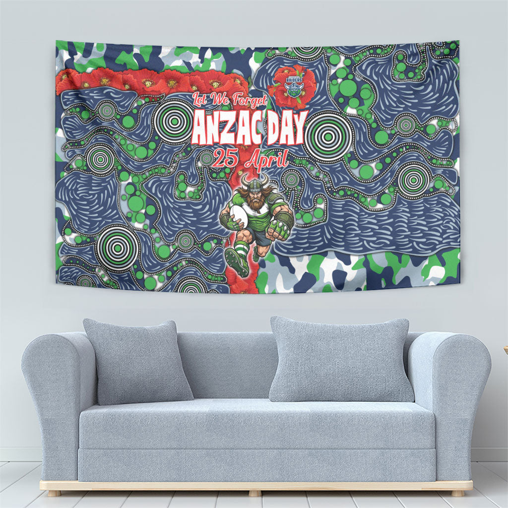 Canberra Raiders ANZAC Tapestry Indigenous Wave Pattern Poppy Remembrance Viking Warrior