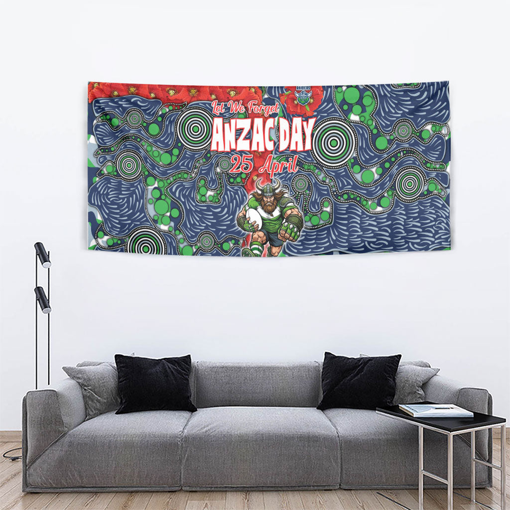 Canberra Raiders ANZAC Tapestry Indigenous Wave Pattern Poppy Remembrance Viking Warrior