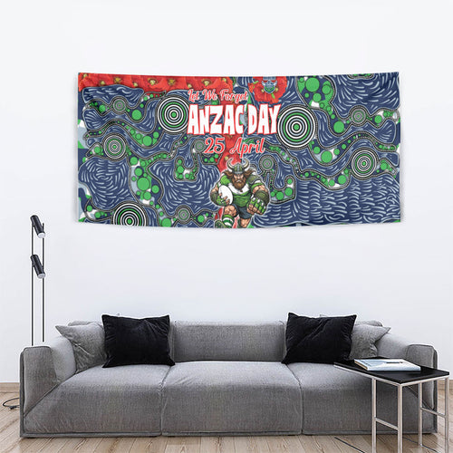 Canberra Raiders ANZAC Tapestry Indigenous Wave Pattern Poppy Remembrance Viking Warrior