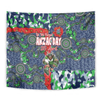 Canberra Raiders ANZAC Tapestry Indigenous Wave Pattern Poppy Remembrance Viking Warrior