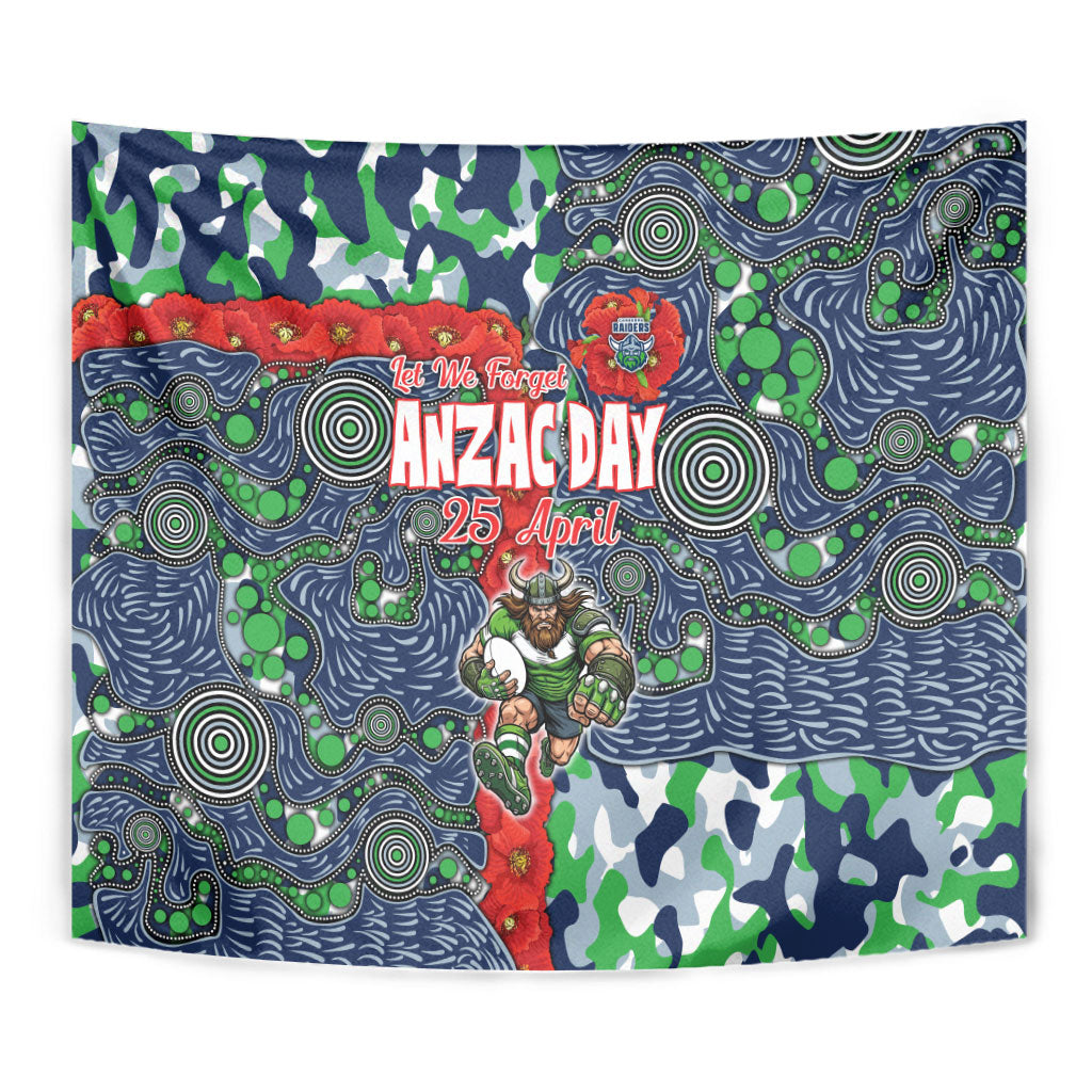 Canberra Raiders ANZAC Tapestry Indigenous Wave Pattern Poppy Remembrance Viking Warrior