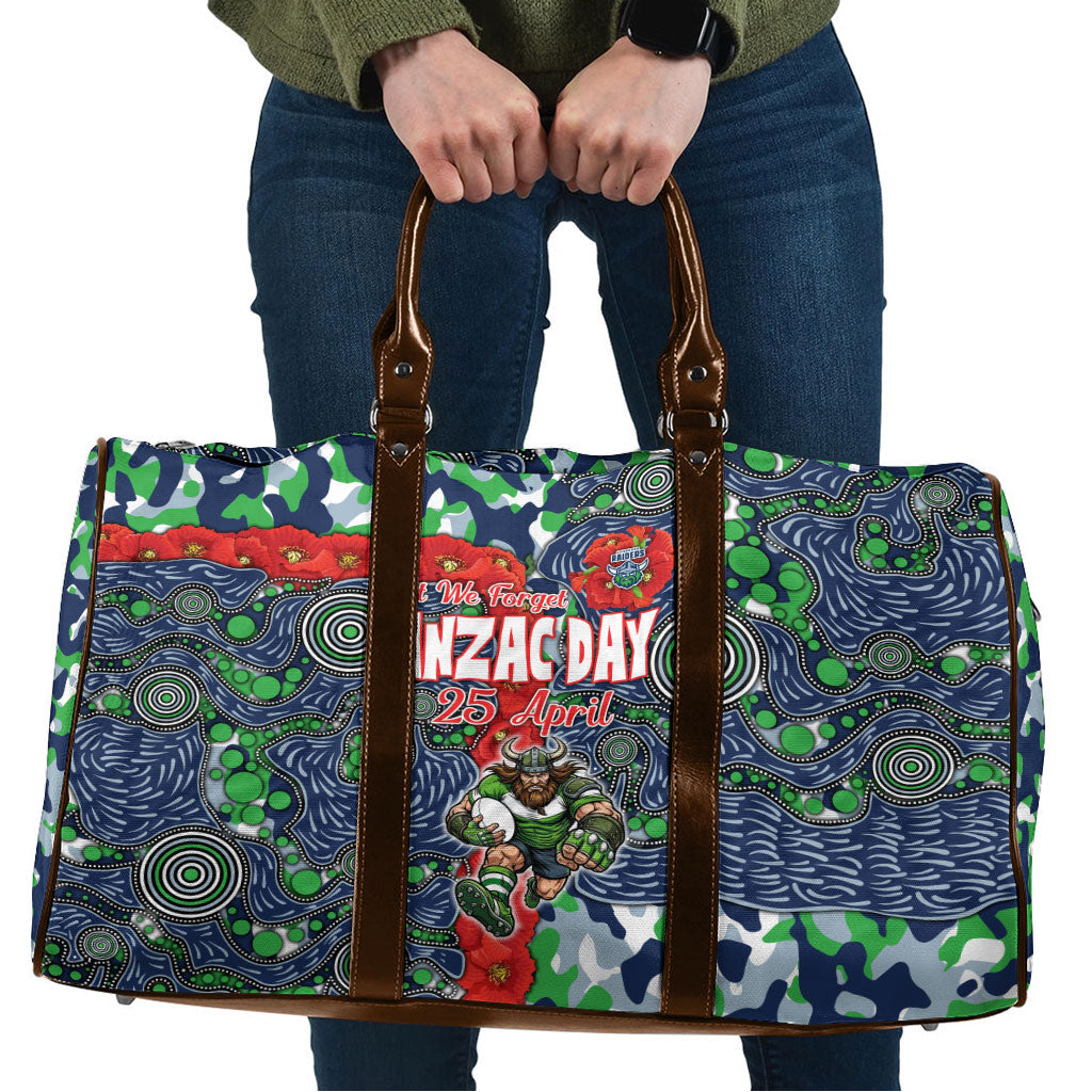 Canberra Raiders ANZAC Travel Bag Indigenous Wave Pattern Poppy Remembrance Viking Warrior