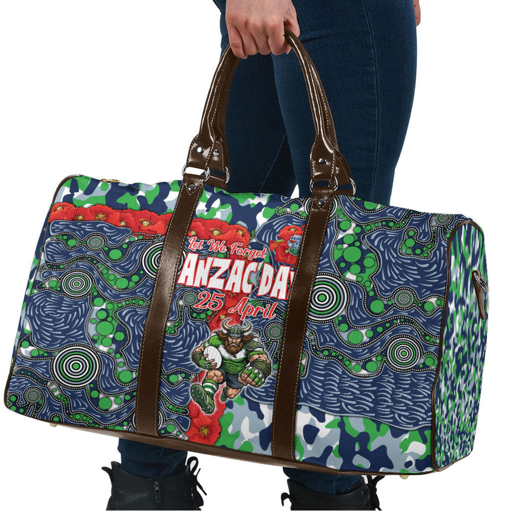 Canberra Raiders ANZAC Travel Bag Indigenous Wave Pattern Poppy Remembrance Viking Warrior