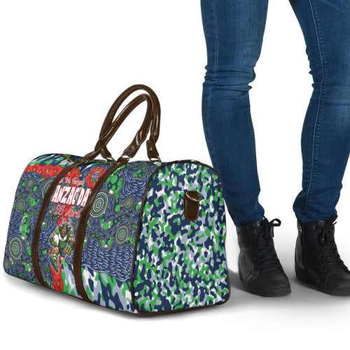 Canberra Raiders ANZAC Travel Bag Indigenous Wave Pattern Poppy Remembrance Viking Warrior