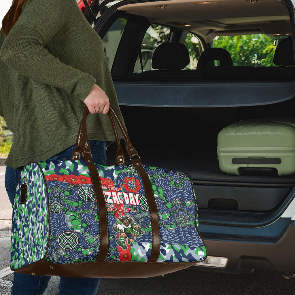 Canberra Raiders ANZAC Travel Bag Indigenous Wave Pattern Poppy Remembrance Viking Warrior