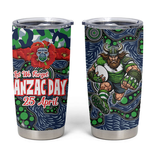 Canberra Raiders ANZAC Tumbler Cup Indigenous Wave Pattern Poppy Remembrance Viking Warrior