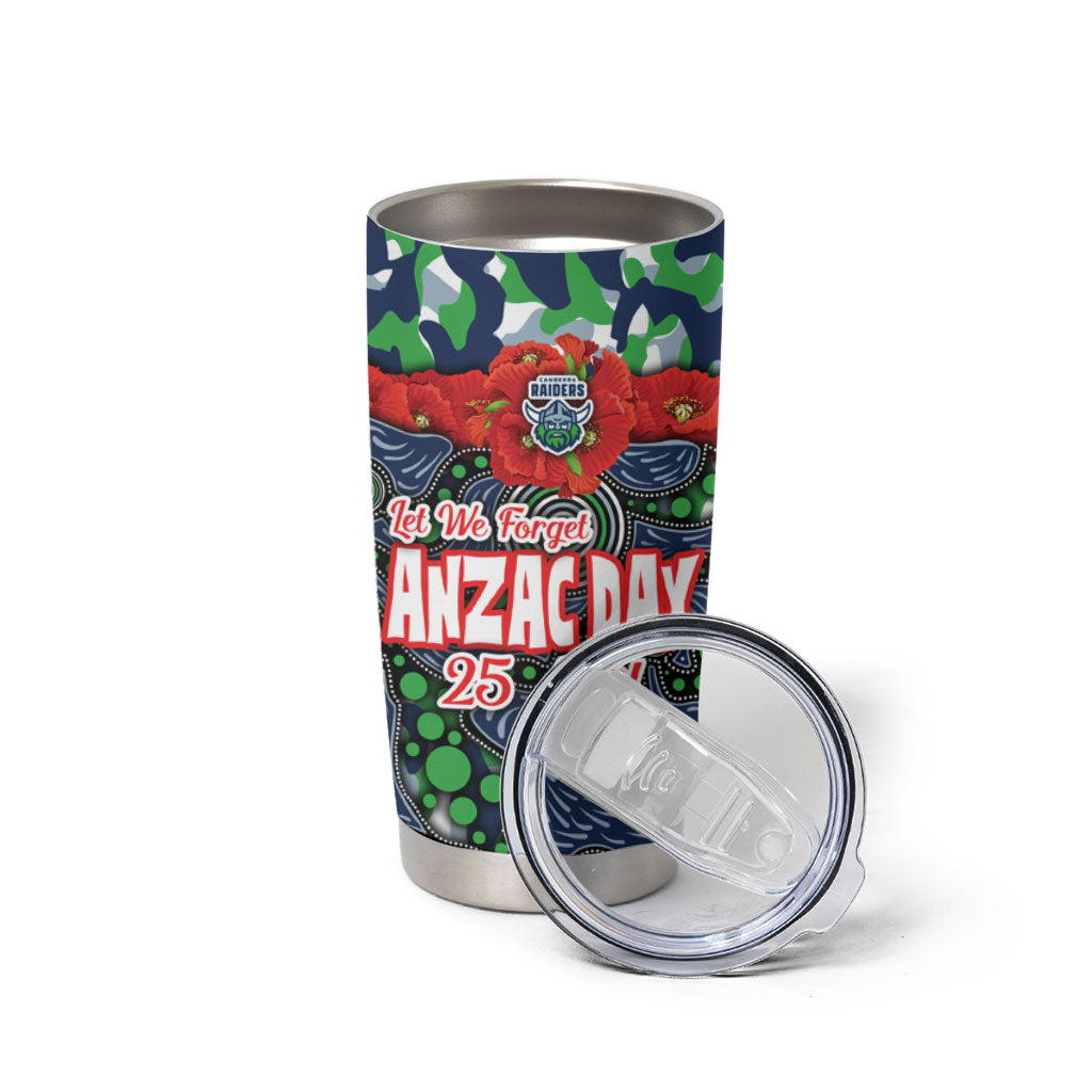 Canberra Raiders ANZAC Tumbler Cup Indigenous Wave Pattern Poppy Remembrance Viking Warrior