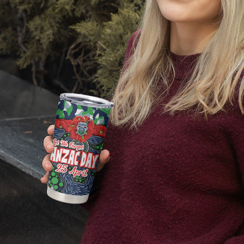 Canberra Raiders ANZAC Tumbler Cup Indigenous Wave Pattern Poppy Remembrance Viking Warrior