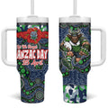 Canberra Raiders ANZAC Tumbler With Handle Indigenous Wave Pattern Poppy Remembrance Viking Warrior