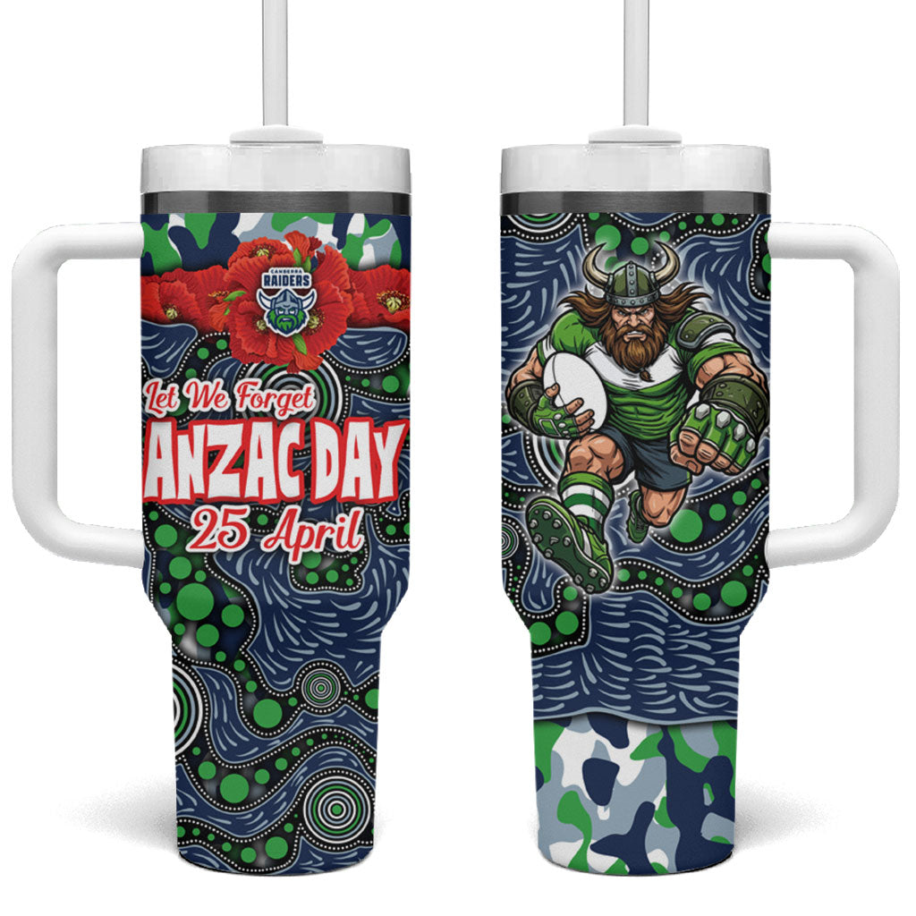 Canberra Raiders ANZAC Tumbler With Handle Indigenous Wave Pattern Poppy Remembrance Viking Warrior