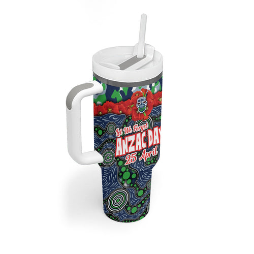 Canberra Raiders ANZAC Tumbler With Handle Indigenous Wave Pattern Poppy Remembrance Viking Warrior
