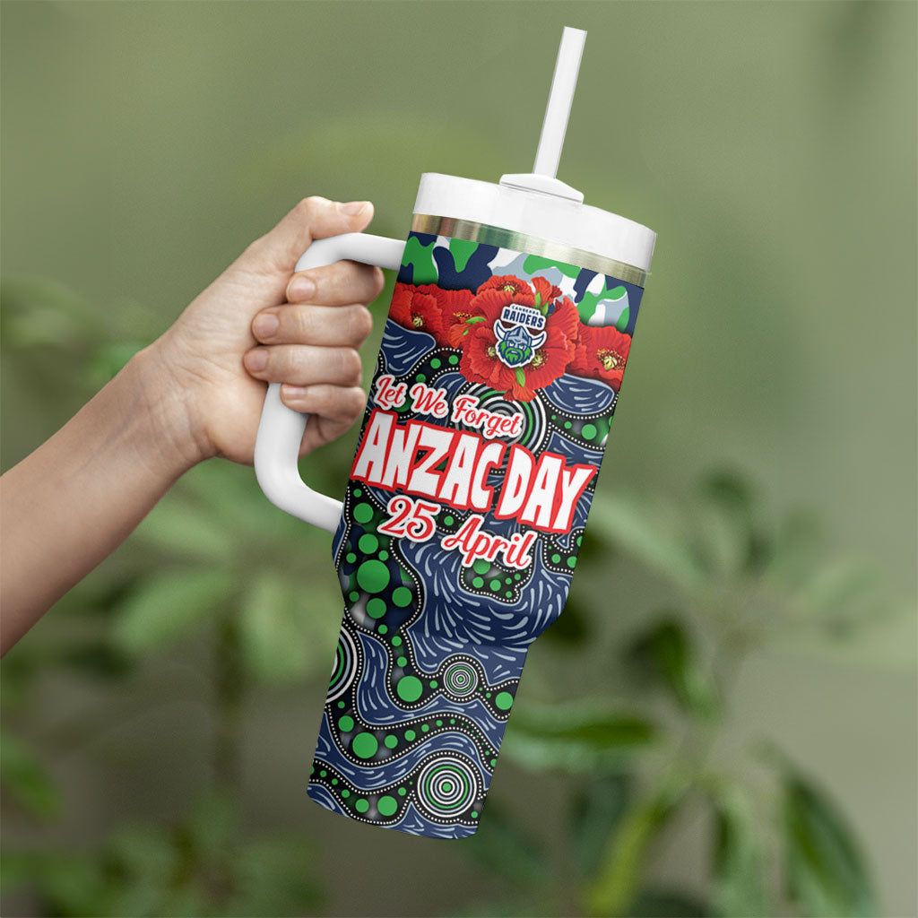Canberra Raiders ANZAC Tumbler With Handle Indigenous Wave Pattern Poppy Remembrance Viking Warrior