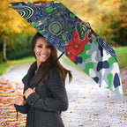 Canberra Raiders ANZAC Umbrella Indigenous Wave Pattern Poppy Remembrance Viking Warrior