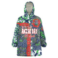Canberra Raiders ANZAC Wearable Blanket Hoodie Indigenous Wave Pattern Poppy Remembrance Viking Warrior