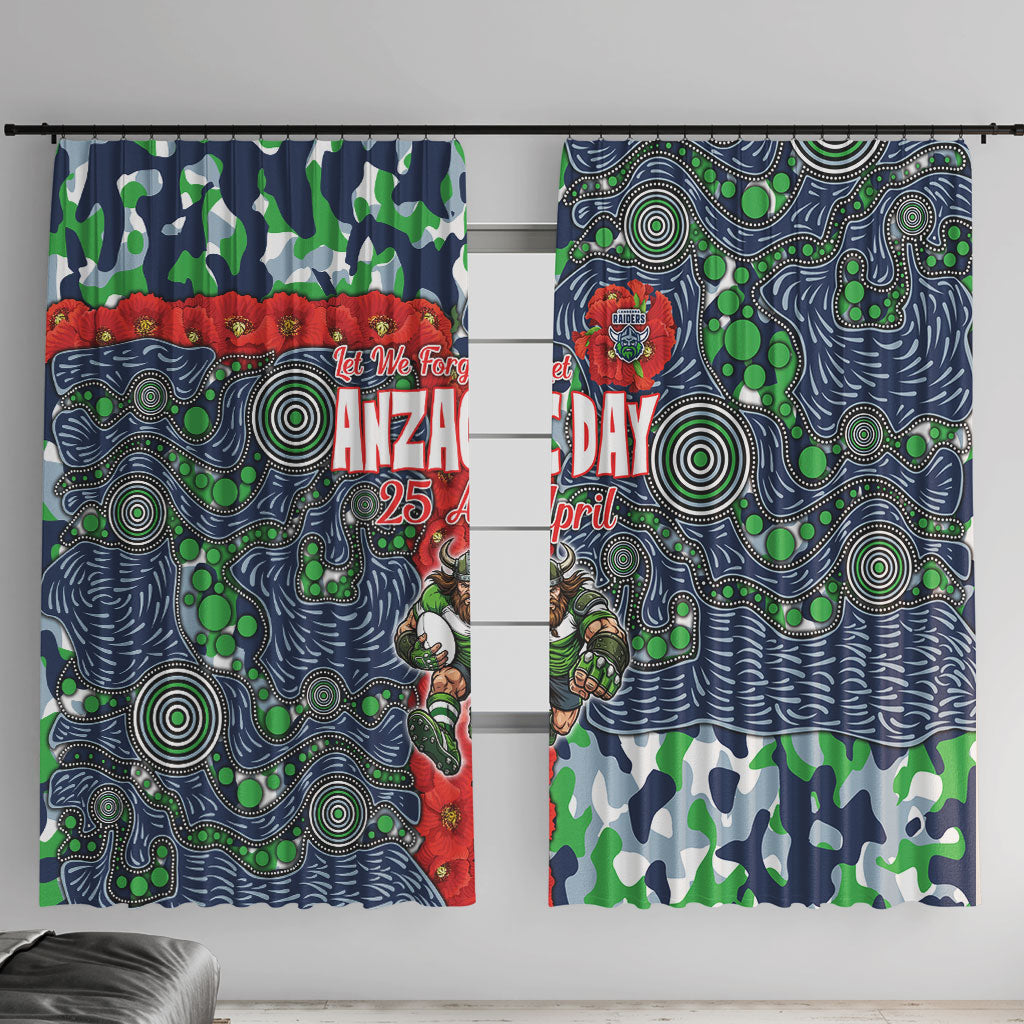 Canberra Raiders ANZAC Window Curtain Indigenous Wave Pattern Poppy Remembrance Viking Warrior