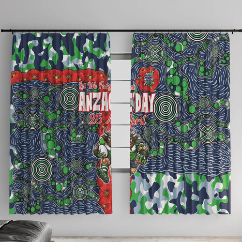 Canberra Raiders ANZAC Window Curtain Indigenous Wave Pattern Poppy Remembrance Viking Warrior