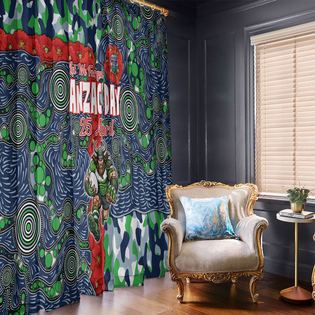Canberra Raiders ANZAC Window Curtain Indigenous Wave Pattern Poppy Remembrance Viking Warrior