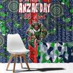 Canberra Raiders ANZAC Window Curtain Indigenous Wave Pattern Poppy Remembrance Viking Warrior