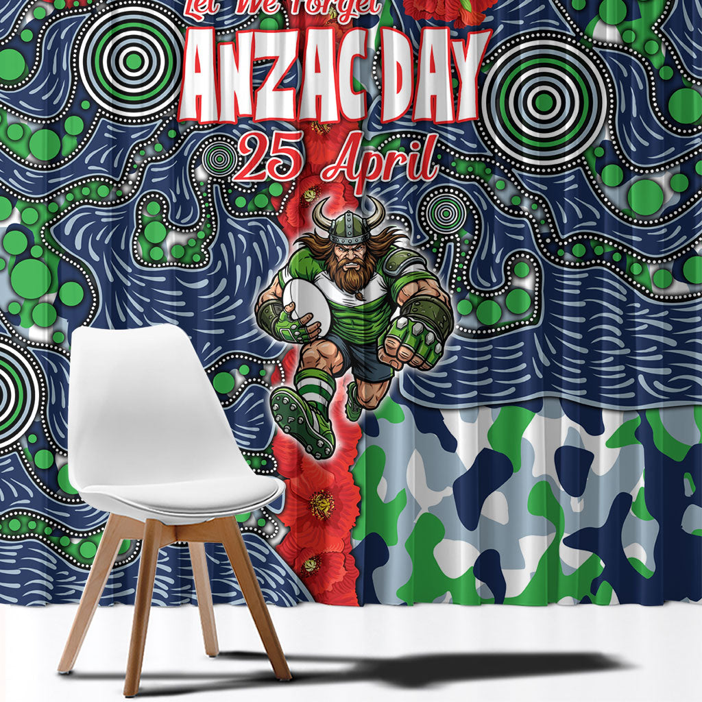 Canberra Raiders ANZAC Window Curtain Indigenous Wave Pattern Poppy Remembrance Viking Warrior