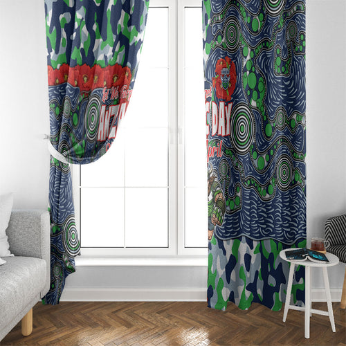 Canberra Raiders ANZAC Window Curtain Indigenous Wave Pattern Poppy Remembrance Viking Warrior