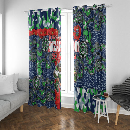 Canberra Raiders ANZAC Window Curtain Indigenous Wave Pattern Poppy Remembrance Viking Warrior