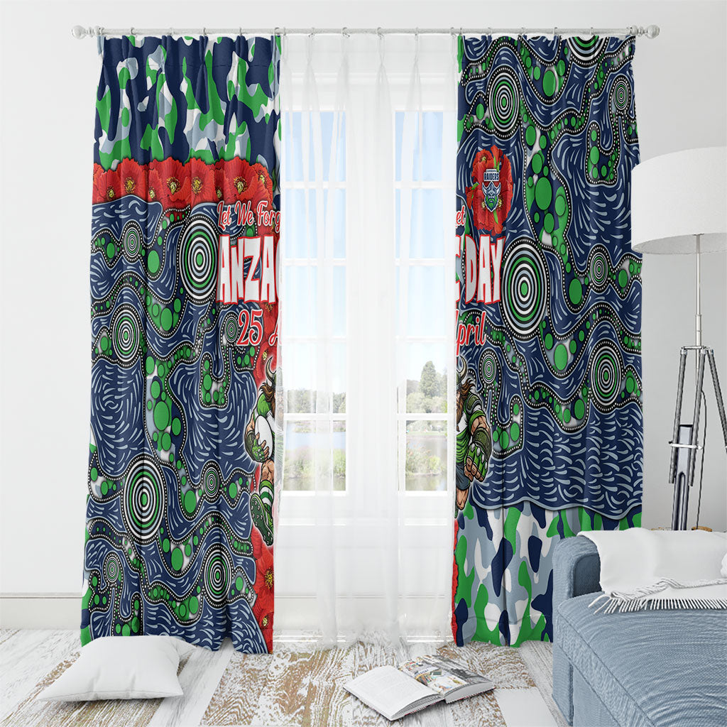 Canberra Raiders ANZAC Window Curtain Indigenous Wave Pattern Poppy Remembrance Viking Warrior