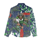 Canberra Raiders ANZAC Women Casual Shirt Indigenous Wave Pattern Poppy Remembrance Viking Warrior