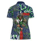 Canberra Raiders ANZAC Women Polo Shirt Indigenous Wave Pattern Poppy Remembrance Viking Warrior
