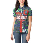 Canberra Raiders ANZAC Women Polo Shirt Indigenous Wave Pattern Poppy Remembrance Viking Warrior
