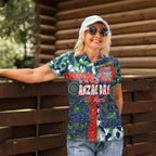 Canberra Raiders ANZAC Women Polo Shirt Indigenous Wave Pattern Poppy Remembrance Viking Warrior