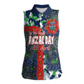 Canberra Raiders ANZAC Women Sleeveless Polo Shirt Indigenous Wave Pattern Poppy Remembrance Viking Warrior