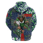 Canberra Raiders ANZAC Zip Hoodie Indigenous Wave Pattern Poppy Remembrance Viking Warrior