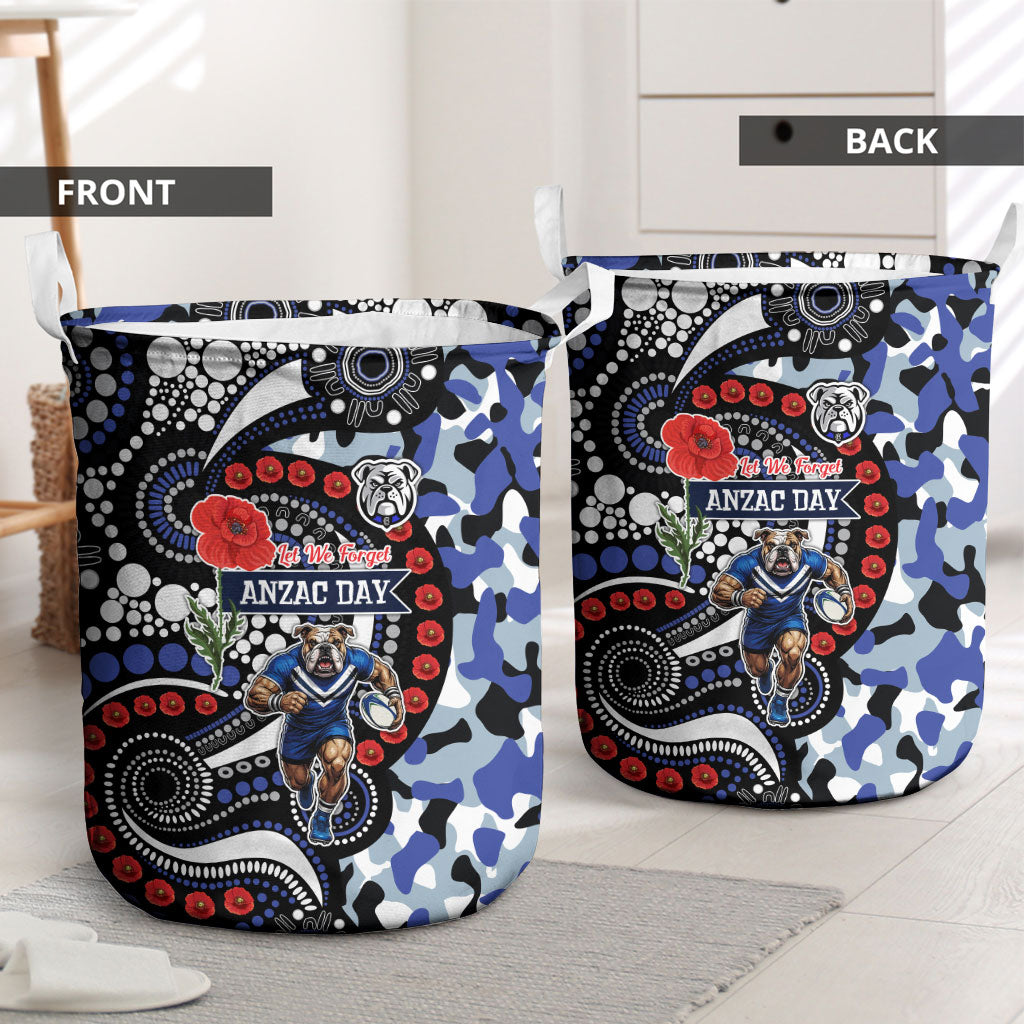 Canterbury Bulldogs ANZAC Day Laundry Basket Aboriginal Dot Poppy Remembrance Bulldog