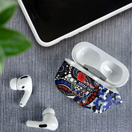 Canterbury Bulldogs ANZAC Day AirPods Case Aboriginal Dot Poppy Remembrance Bulldog