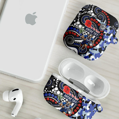Canterbury Bulldogs ANZAC Day AirPods Case Aboriginal Dot Poppy Remembrance Bulldog