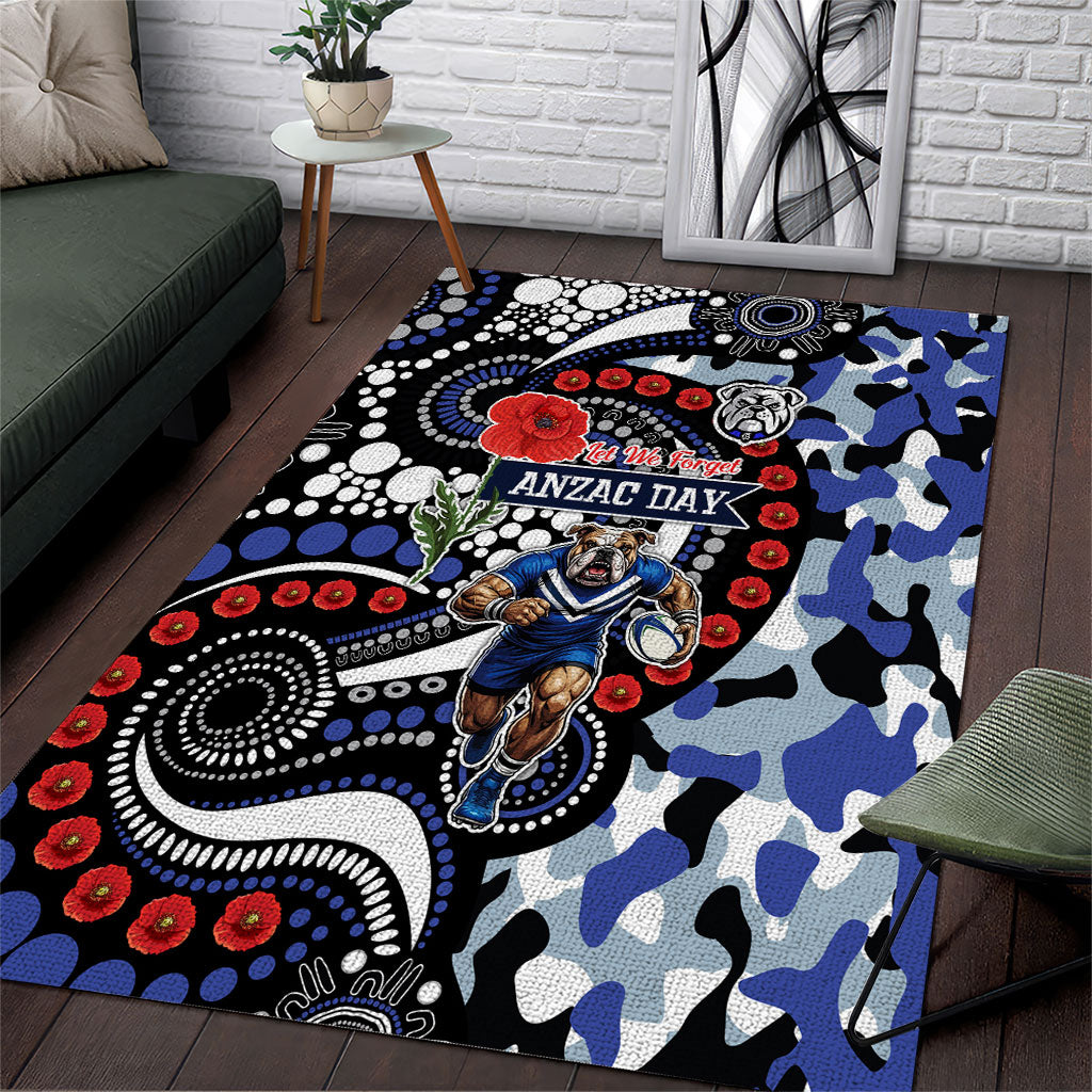 Canterbury Bulldogs ANZAC Day Area Rug Aboriginal Dot Poppy Remembrance Bulldog