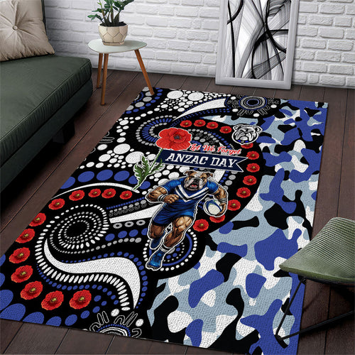 Canterbury Bulldogs ANZAC Day Area Rug Aboriginal Dot Poppy Remembrance Bulldog