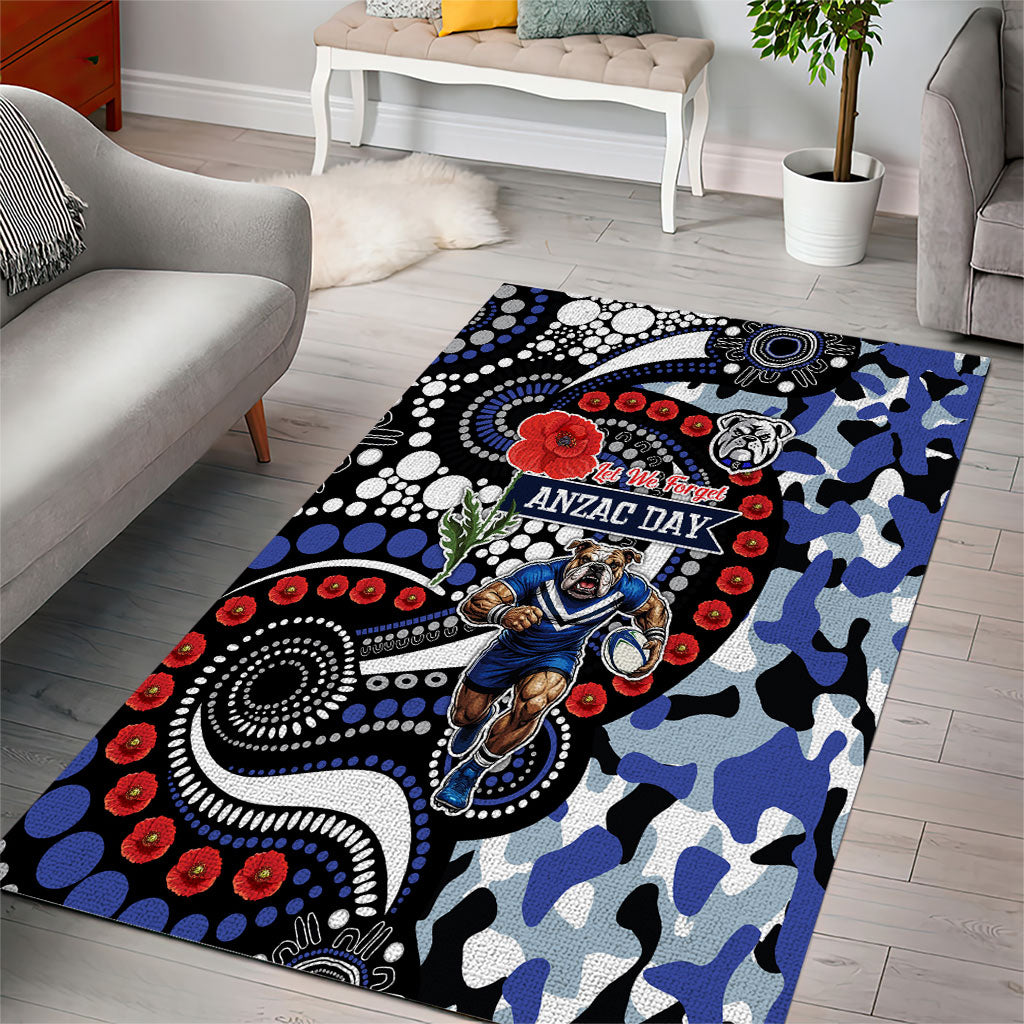 Canterbury Bulldogs ANZAC Day Area Rug Aboriginal Dot Poppy Remembrance Bulldog