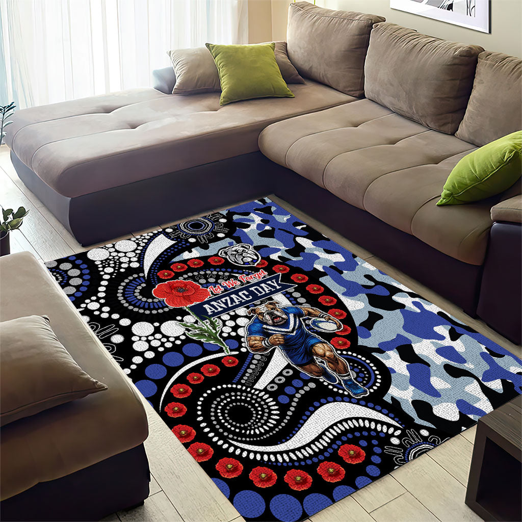 Canterbury Bulldogs ANZAC Day Area Rug Aboriginal Dot Poppy Remembrance Bulldog