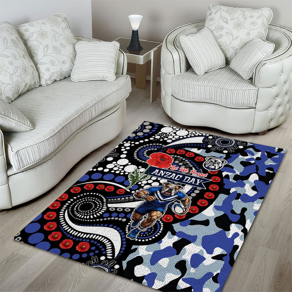 Canterbury Bulldogs ANZAC Day Area Rug Aboriginal Dot Poppy Remembrance Bulldog