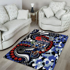 Canterbury Bulldogs ANZAC Day Area Rug Aboriginal Dot Poppy Remembrance Bulldog