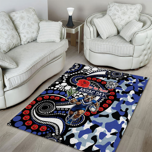 Canterbury Bulldogs ANZAC Day Area Rug Aboriginal Dot Poppy Remembrance Bulldog