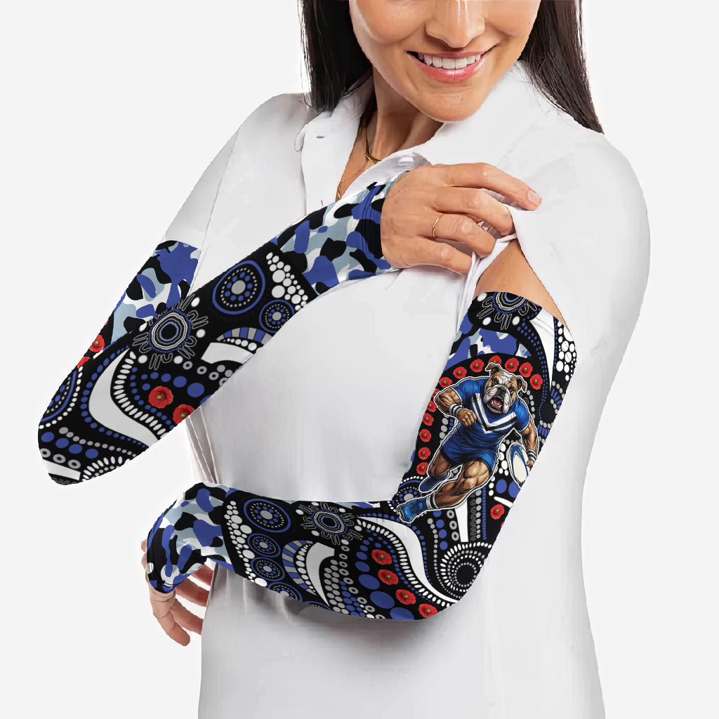 Canterbury Bulldogs ANZAC Day Arm Sleeves Aboriginal Dot Poppy Remembrance Bulldog