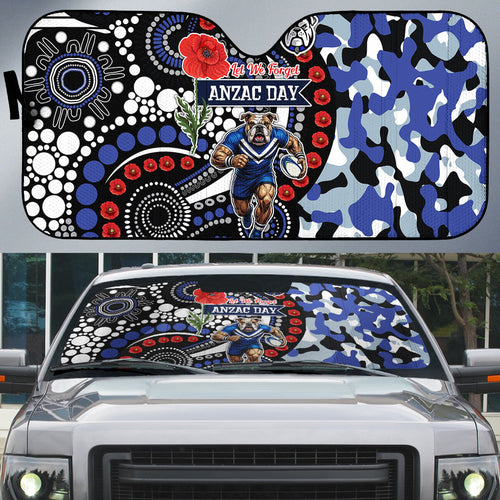 Canterbury Bulldogs ANZAC Day Auto Sun Shade Aboriginal Dot Poppy Remembrance Bulldog