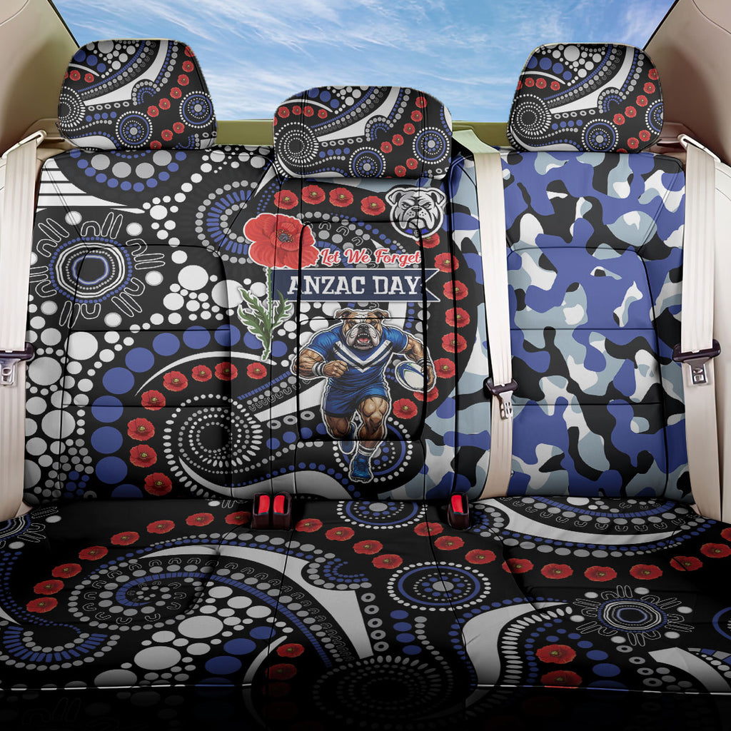 Canterbury Bulldogs ANZAC Day Back Car Seat Cover Aboriginal Dot Poppy Remembrance Bulldog