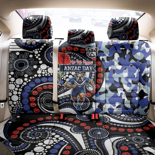 Canterbury Bulldogs ANZAC Day Back Car Seat Cover Aboriginal Dot Poppy Remembrance Bulldog